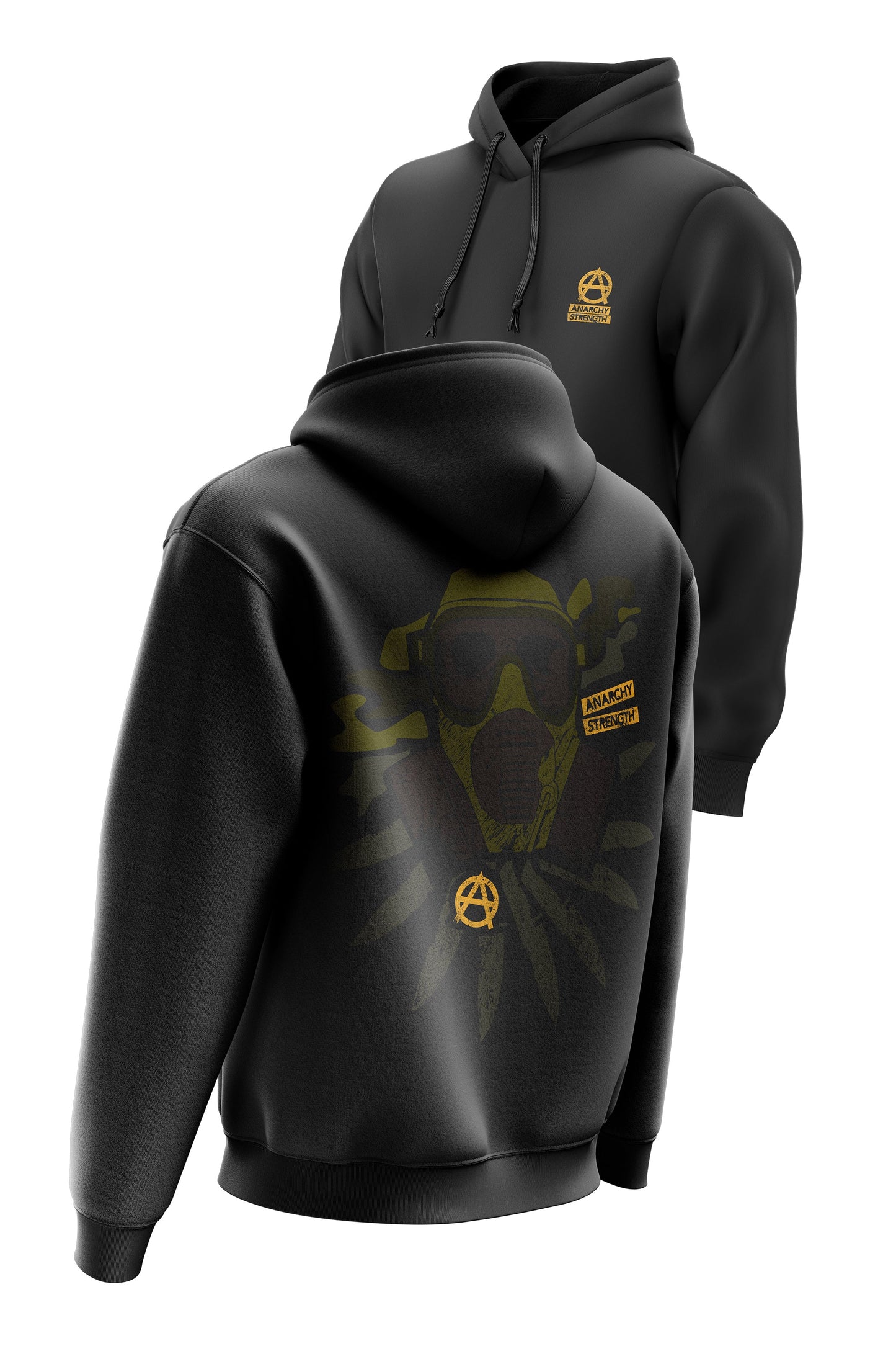 AS 'GAS MASK' HOODIE + TEE COMBO - BLACK