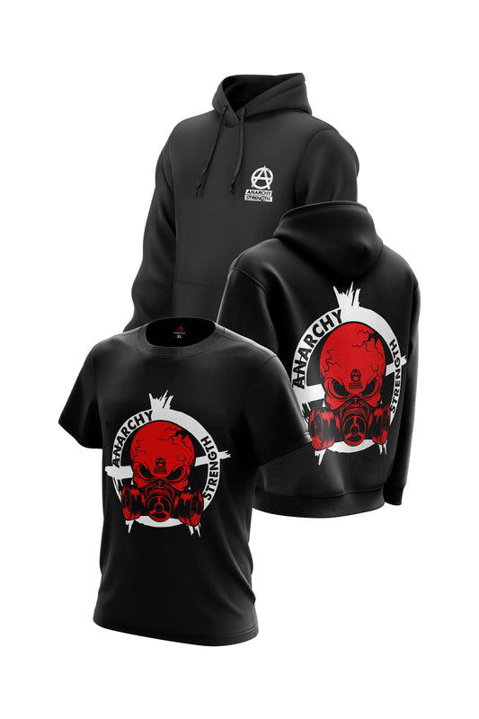 AS 'RESPIRATOR SKULL' HOODIE + TEE COMBO - BLACK