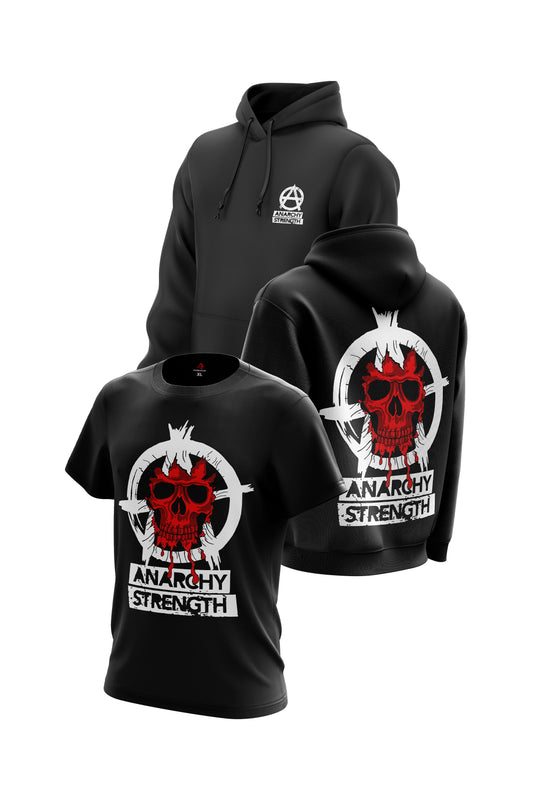 AS 'RED SKULL' HOODIE + TEE COMBO - BLACK