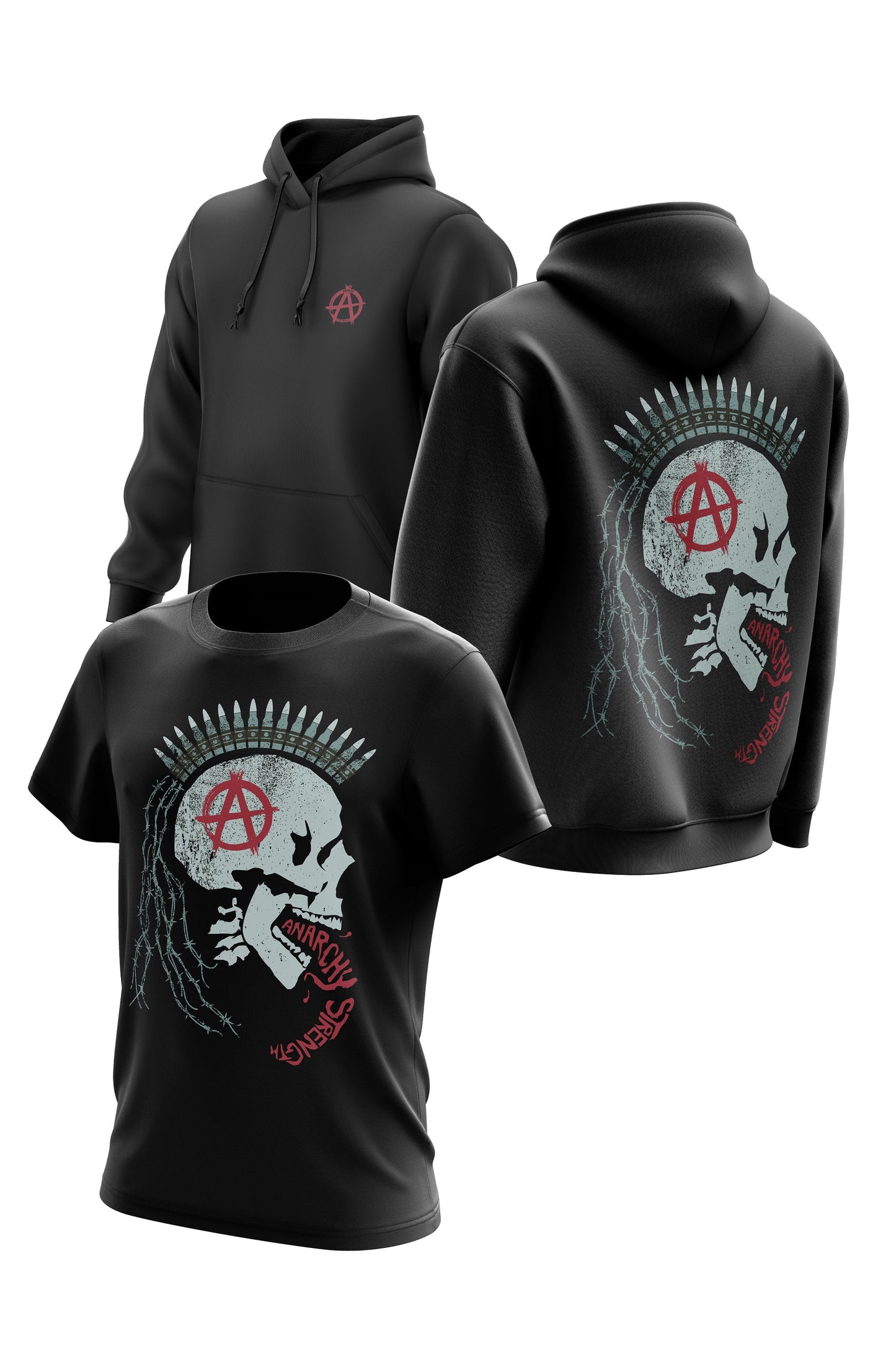 AS 'BULLET PUNK' HOODIE + TEE COMBO - BLACK